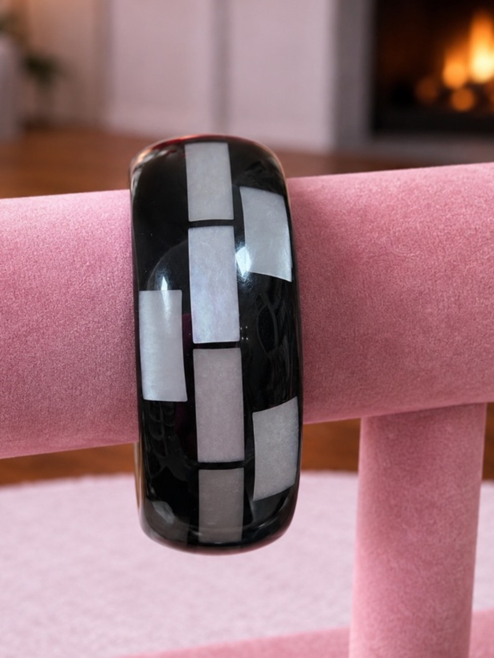 Vintage Resin Bangle With Mother Of Pearl Inlay
